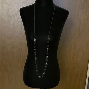 Black abstract cord and bead necklace 1980s 1990s